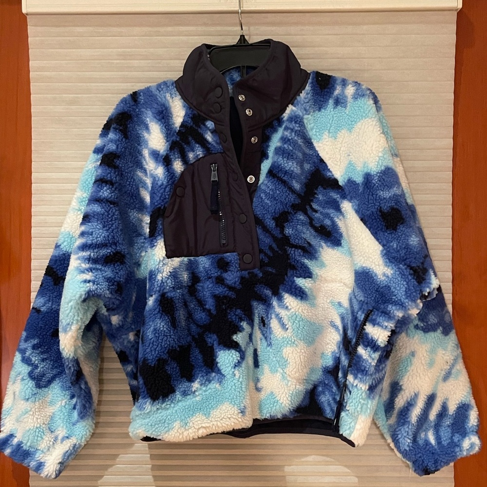 NWT Free People Movement Rocky Ridge fleece oversized ocean tie-dye pull over - Picture 9 of 16